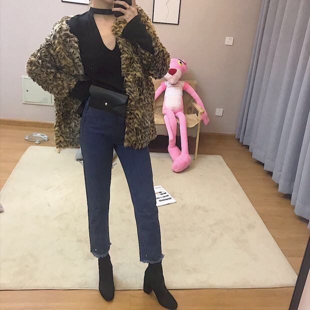 Cache cache เสื้อคลุม กันหนาว แต่งขน ลายเสือ แบรนด์เนมCACHE CACHEแท้ 100% ขนนุ่มพริ้ว สวย ลายเสือ