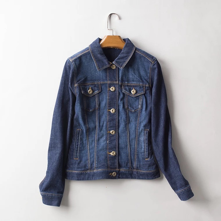 เสื้อยีนส์ เข้ม แจ็คเก็ตยีนส์ แต่งกระดุมทอง แบรนด์เนม CABI JEAN ไซส์ S/M ยีนส์เข้ม