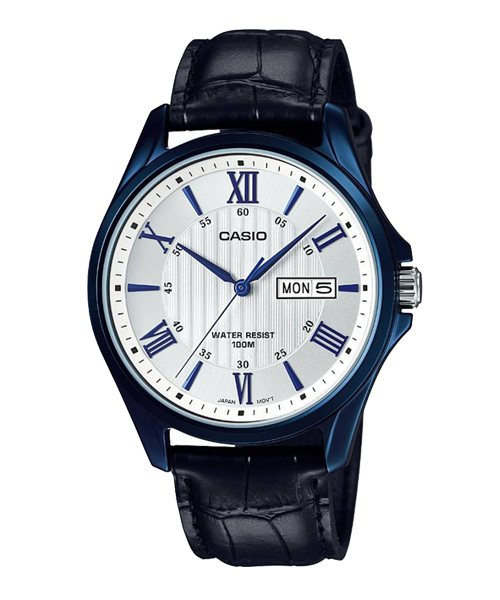 CASIO นาฬิกาคาสิโอ นาฬิกาข้อมือ นาฬิกากันน้ำ นาฬิกาของแท้ ประกันศูนย์ CMG 1 ปี รุ่น MTP-1384BUL-7A นาฬิกาสีดำ
