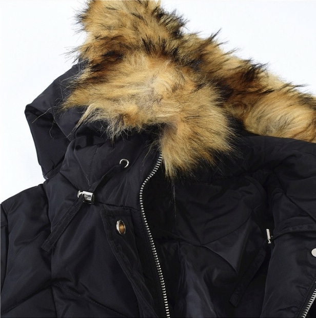 เสื้อกันหนาว โค้ทขนเป็ด เสื้อฮู้ดเฟอร์ บุขนเป็ด สีดำ (padded puffer coat สำเนา สำเนา ดำ