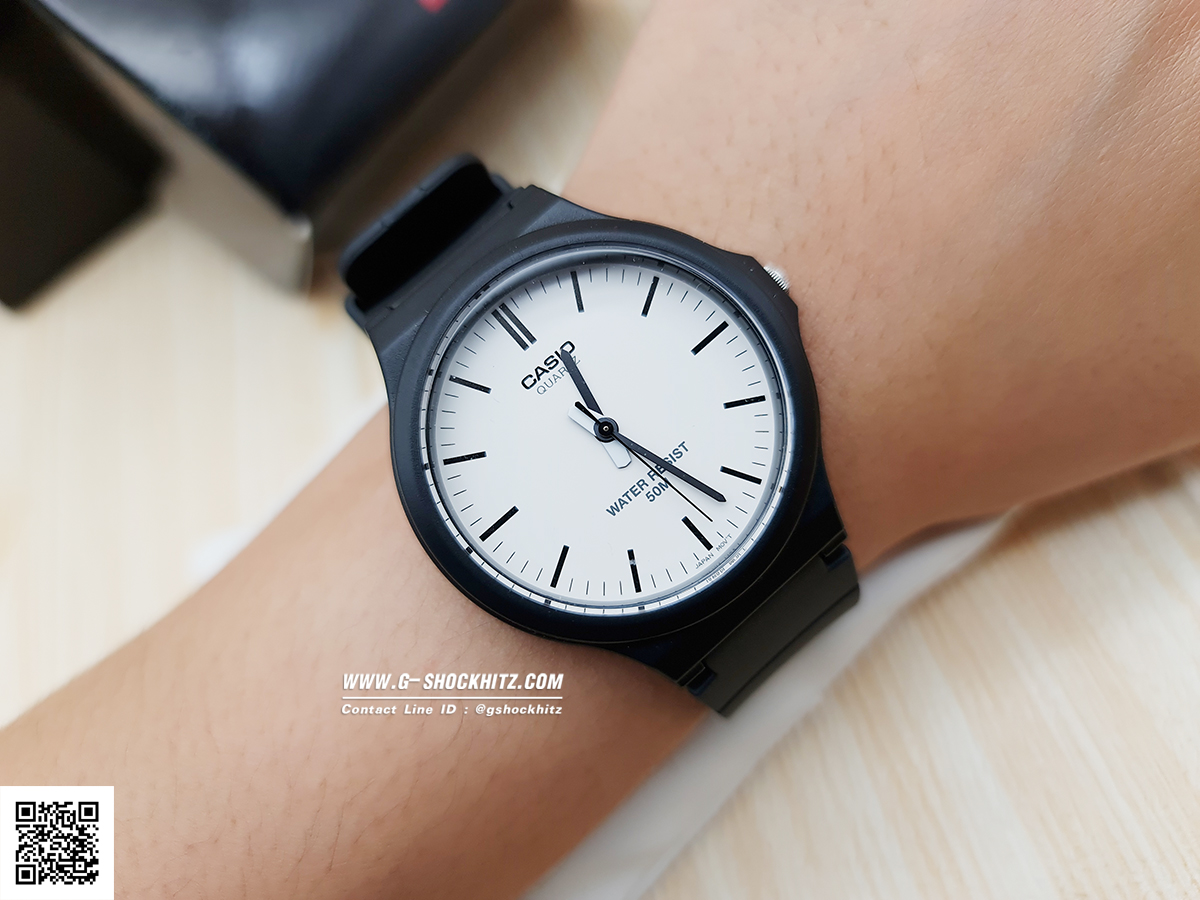 CASIO นาฬิกาคาสิโอ นาฬิกาข้อมือ นาฬิกากันน้ำ นาฬิกาของแท้ ประกันศูนย์ CMG 1 ปี รุ่น MW-240-7E นาฬิกาสีดำ