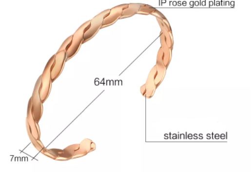สร้อยข้อมือ ตัว C ลายเกลียว สี Rose gold กำไลข้อมือ ผู้หญิง แบบสวย ๆ ลายเกลียว แบบเกลี้ยง 482865