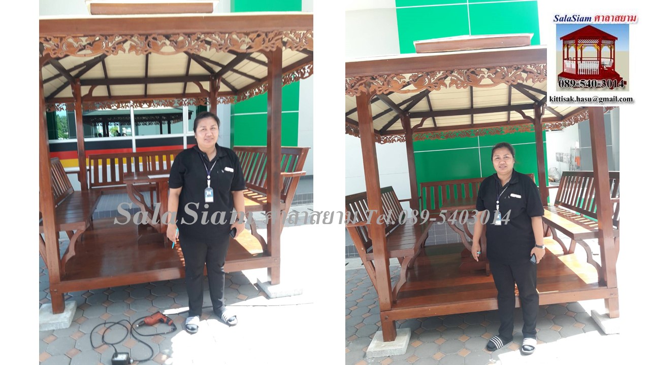 ผลงานการส่งมอบศาลาไม้ ลูกค้า บริษัท Thai - German Meat Product Co.,Ltd นิคมอุตสาหกรรมเวลโกรว์ ฉะเชิงเทรา