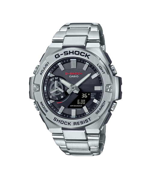 CASIO G-SHOCK นาฬิกาข้อมือ นาฬิกากันน้ำ นาฬิกาของแท้ ประกันศูนย์ CMG 1 ปี รุ่น GST-B500D-1A นาฬิกาสีเงิน