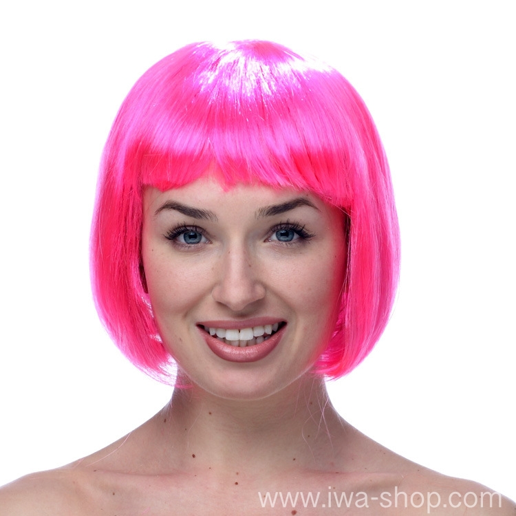 วิกบ๊อบสั้น หน้าม้า วิกผมปารตี้ วิกผมแฟนซี วิกผมคอสเพลย์ วิกผมสี สวยเฉี่ยว เปรี้ยวบาดใจ ชมพู