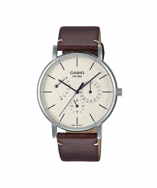 CASIO นาฬิกาคาสิโอ นาฬิกาข้อมือ นาฬิกากันน้ำ นาฬิกาของแท้ ประกันศูนย์ CMG 1 ปี รุ่น MTP-E320L-5E นาฬิกาสีน้ำตาล