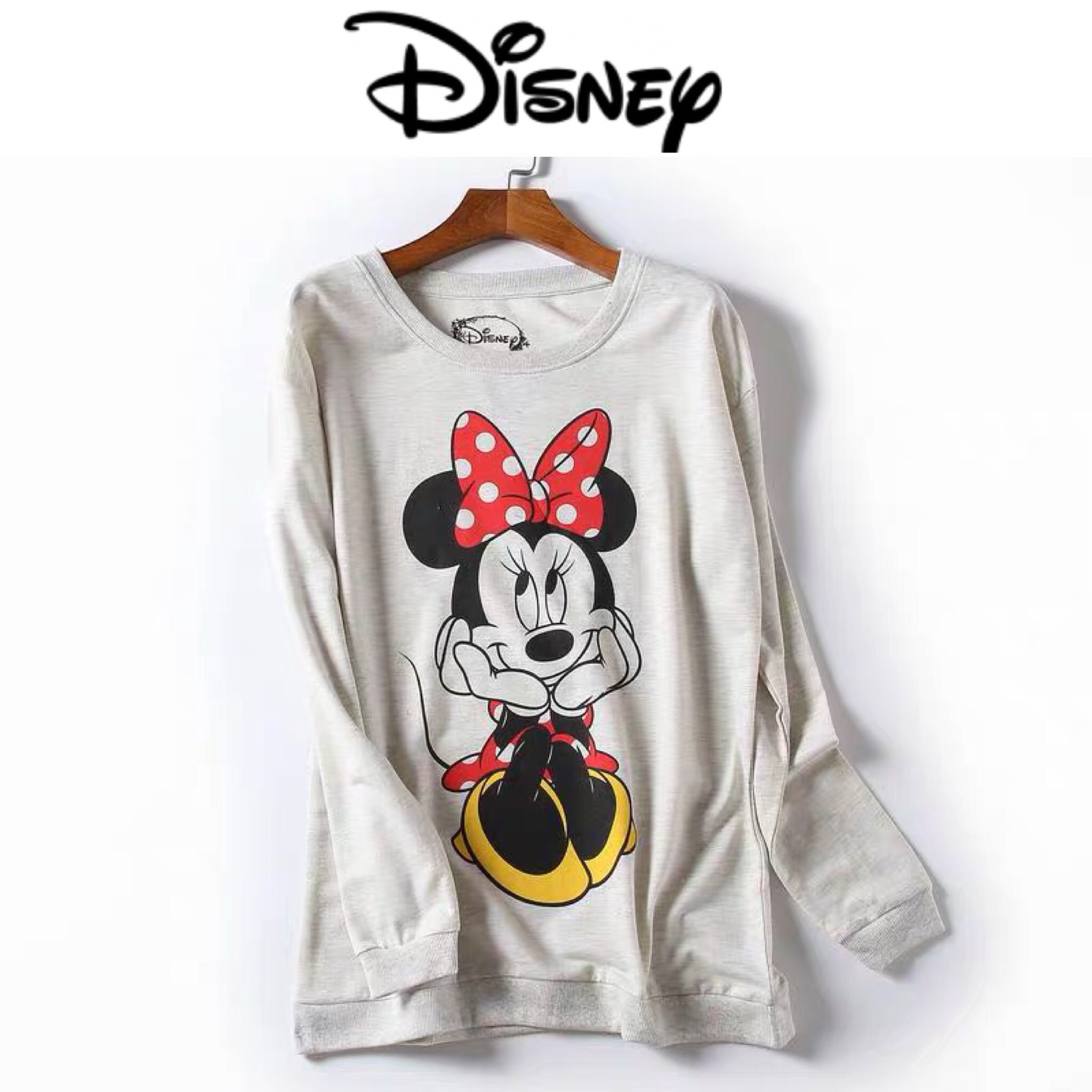 เสื้อยืดแขนยาว ลายมินนี่ เสื้อยืดมินนี่ เนื้อผ้านุ่มพริ้ว งานDisney แท้คะ ขาวครีม