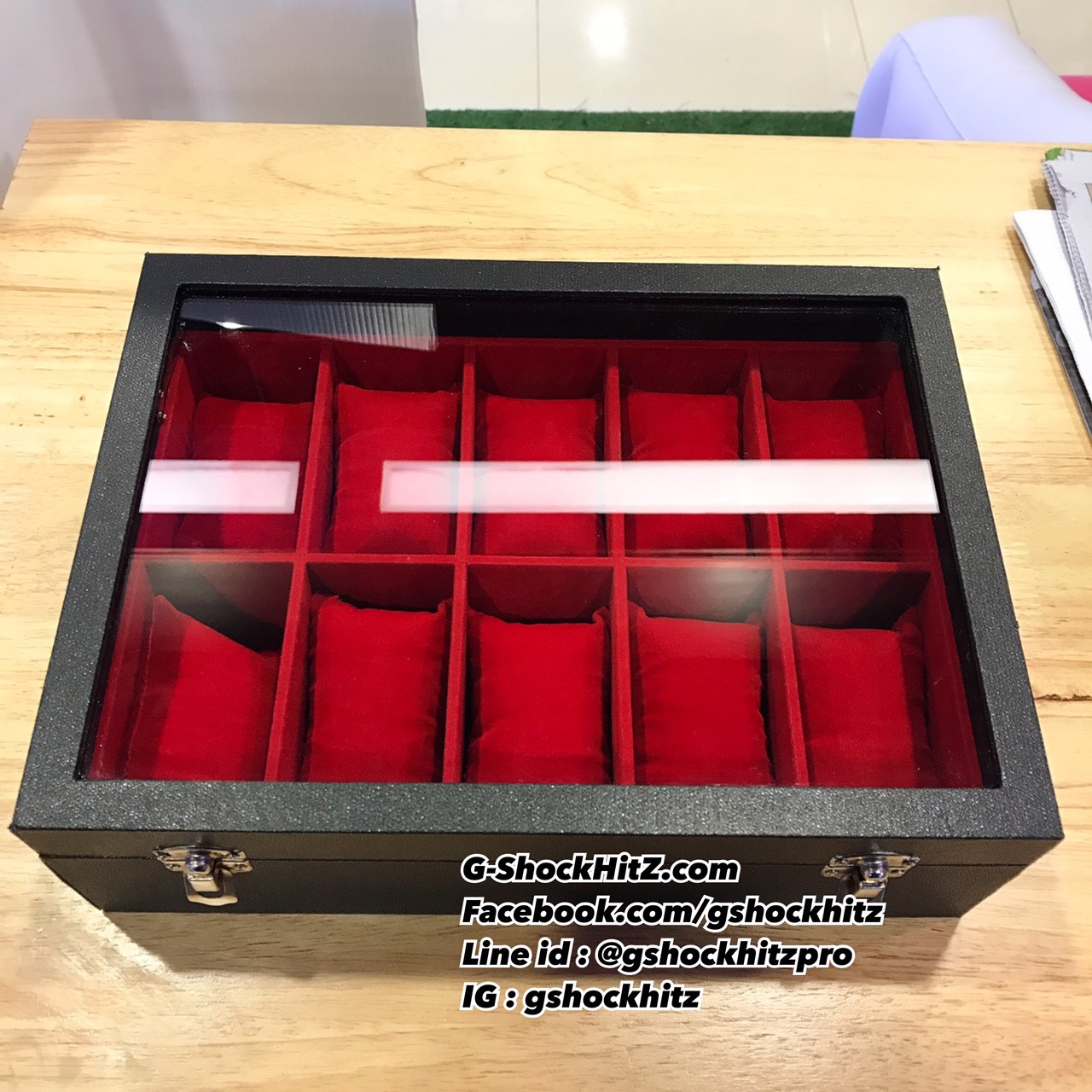กล่องเก็บนาฬิกา 10 เรือน พร้อมส่ง กล่องนาฬิกา กล่องใส่นาฬิกา สีดำ / สีแดง / สีเทา / สีครีม