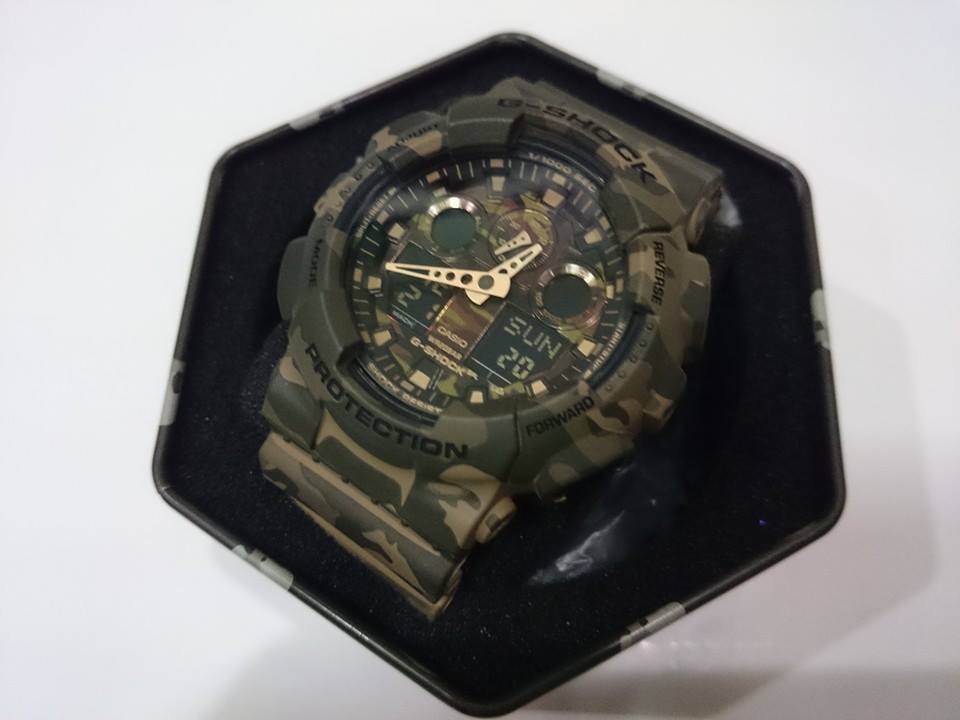 CASIO G-SHOCK นาฬิกาข้อมือ นาฬิกากันน้ำ นาฬิกาของแท้ ประกันศูนย์ CMG 1 ปี รุ่น GA-100CM-5A นาฬิกาสีน้้ำตาล