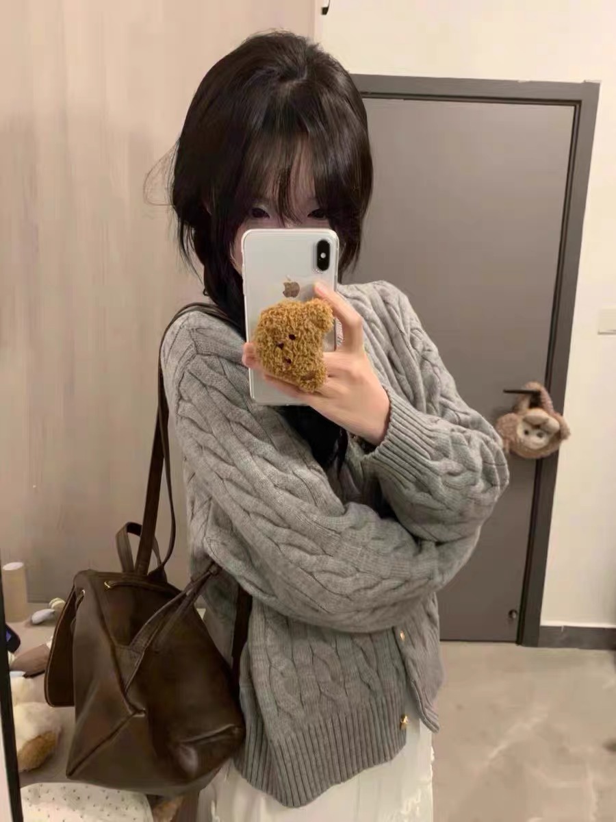 เสื้อหนาวไหมพรม ไหมพรมถัก ถักเปีย แนวเกาหลี เนื้อไหม นุ่ม สวย แบรนด์ สำเนา สำเนา