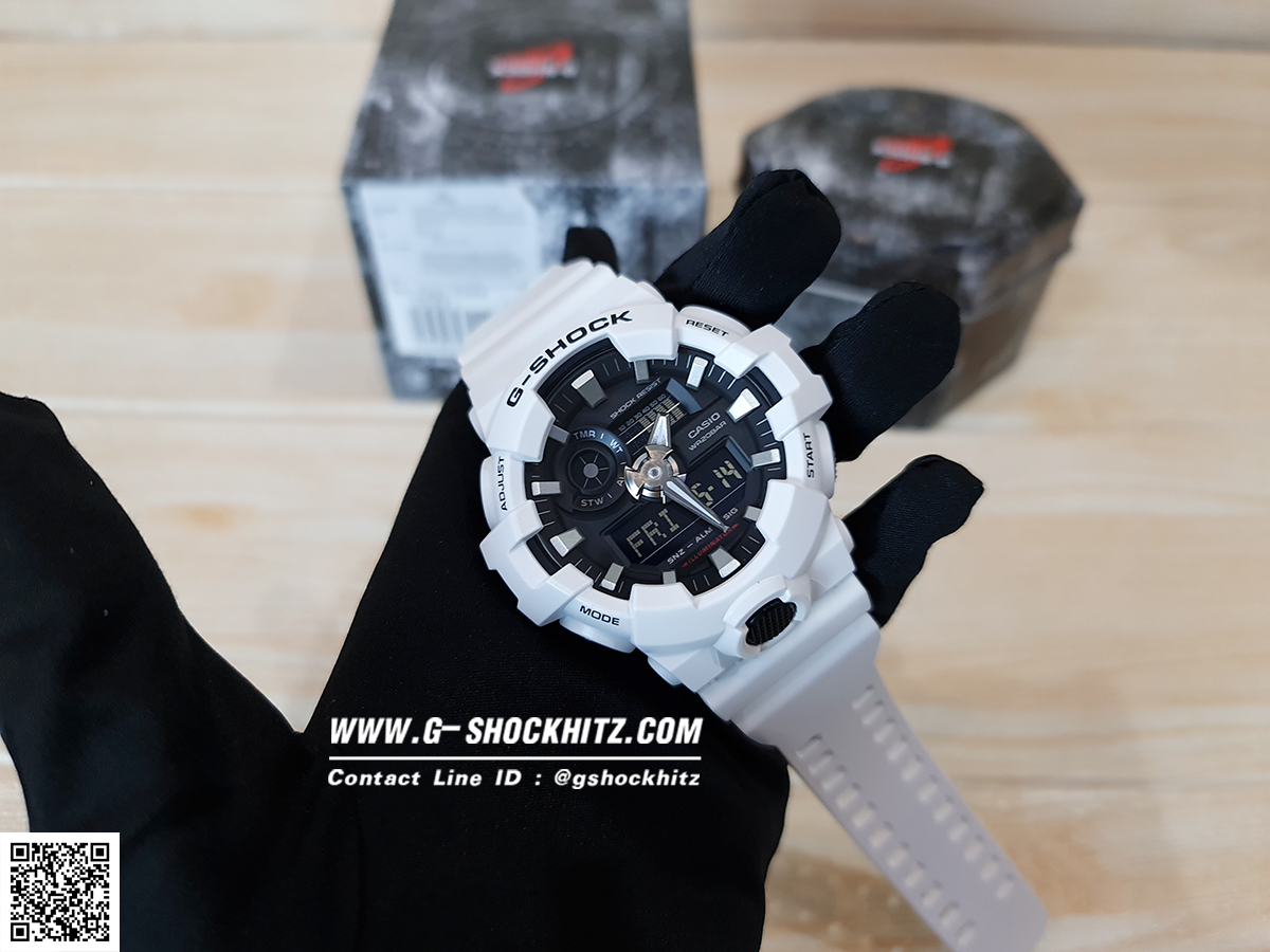 CASIO MID YEAR SALE G-SHOCK นาฬิกาข้อมือ นาฬิกากันน้ำ นาฬิกาของแท้ ประกันศูนย์ CMG 1 ปี รุ่น GA-700-7A นาฬิกาสีขาว