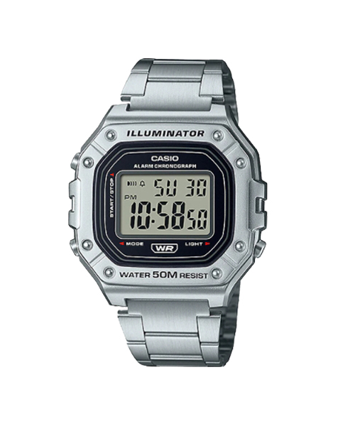 CASIO MID YEAR SALE นาฬิกาคาสิโอ พร้อมส่ง นาฬิกาข้อมือ นาฬิกากันน้ำ นาฬิกาของแท้ BTS ประกันศูนย์ CMG 1 ปี รุ่น W-218HD-1AV นาฬิกาสีเงิน