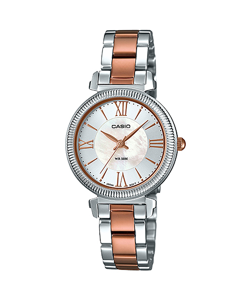CASIO นาฬิกาคาสิโอ นาฬิกาข้อมือ นาฬิกากันน้ำ นาฬิกาของแท้ ประกันศูนย์ CMG 1 ปี รุ่น LTP-E409RG-7A นาฬิกาสีเงิน