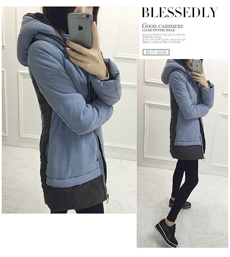 เสื้อกันหนาว เสื้อโค้ท กันหนาวบุนวม สีฟ้าพาสเทล หมวกฮูท แต่งขนเฟอร์ (เฟอร์ถอดได้คะ) สวย น่ารักมากคะ