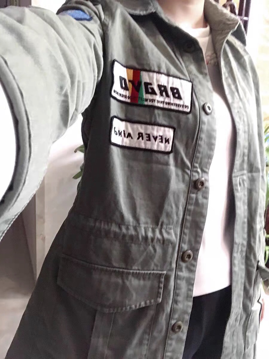 Only เสื้อเขียวทหาร เสื้อนอกแนวทหาร แต่งอาร์มปัก แนวทหาร แบรนด์ ONLY (งานตัดป้าย) แพทเทินสวย เท่ห์มาก คะ Size S/M/L/XL สำเนา เขียว