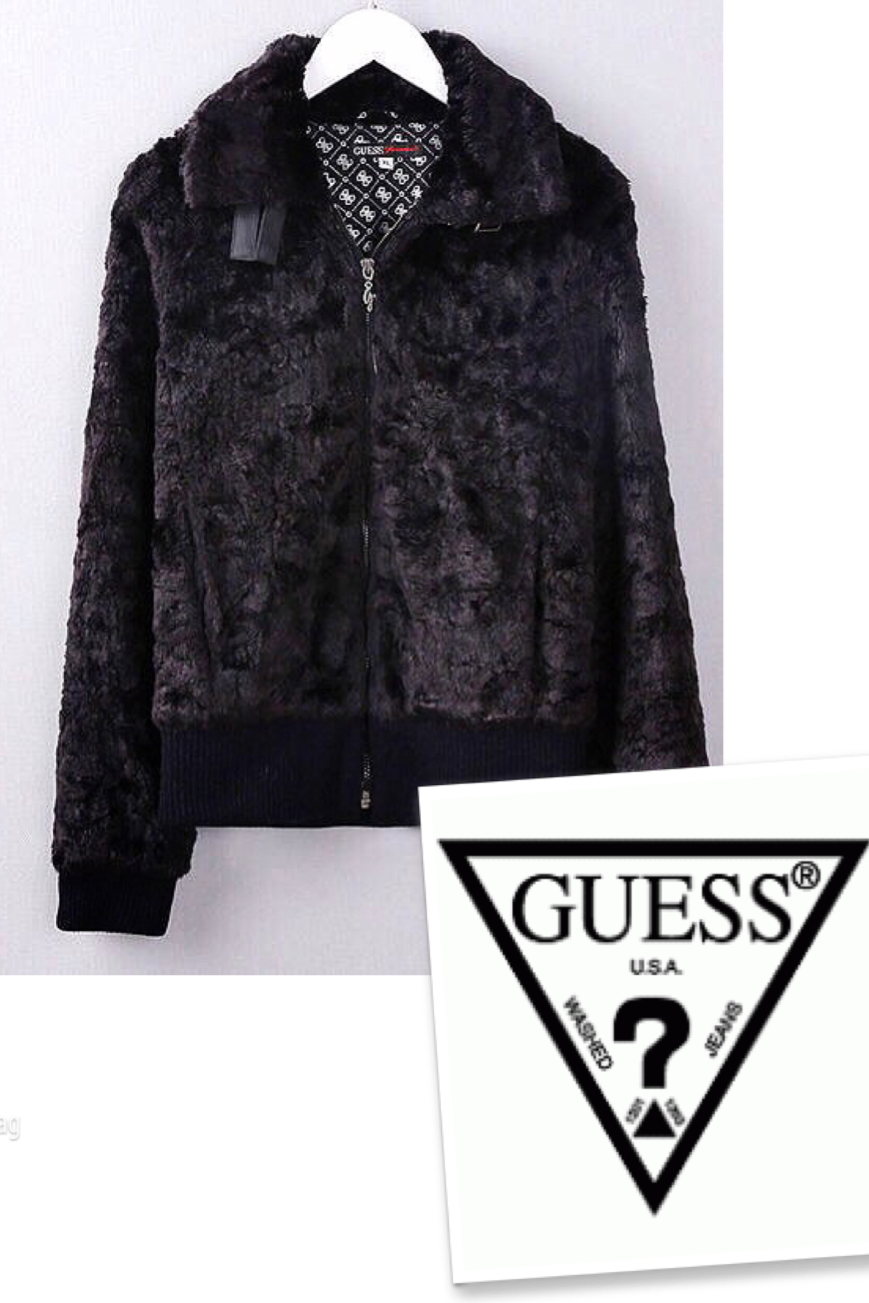 Guess เสื้อกันหนาว แบรนด์เนม Guess แต่งขนฟู แขนเอวจั๊มพ์ คอปกใส่ได้2 แบบ สวยหรู ขนเนียนนุ่ม ติดtag เหล็กguess ขอบเอว หัวซิบ สวย อุ่นมากคะ Size M/L ดำ