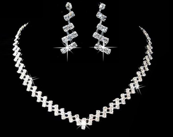 Set เครื่องประดับเข้าชุด สร้อยคอ ต่างหู เพชร เครื่องประดับชุดราตรียาว เพชร CZ AAA สวยหรู ดูสง่า 608653