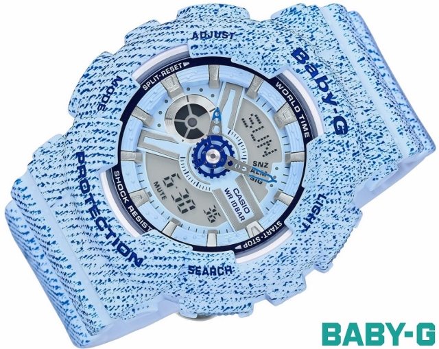 CASIO BABY-G นาฬิกาข้อมือ นาฬิกากันน้ำ นาฬิกาของแท้ ประกันศูนย์ CMG 1 ปี รุ่น BA-110DC-2A3 นาฬิกาสีฟ้า