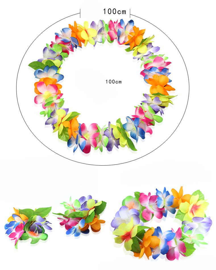 ชุดพวงมาลัยฮาวาย พวงมาลัยดอกไม้แฟนซี รุ้ง1