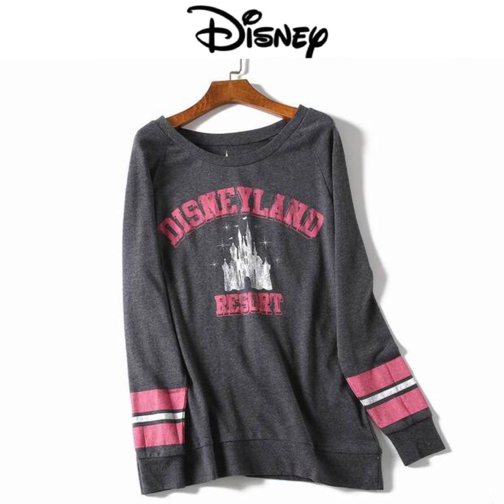 Disney เสื้อยืดแขนยาว screen ลาย DISNEY RESORTงานDISNEY สีเทาดำ สีฟอก สวยเซอร์ แนวๆคะ เทาดำ