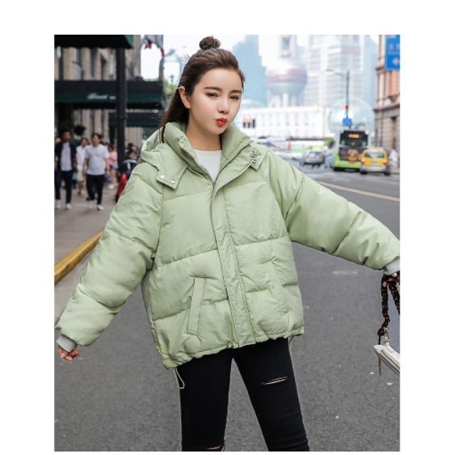 เสื้อกันหนาว เสื้อฮู้ดเฟอร์ บุนวมอุ่น (padded puffer coat) ดำ /ขาว