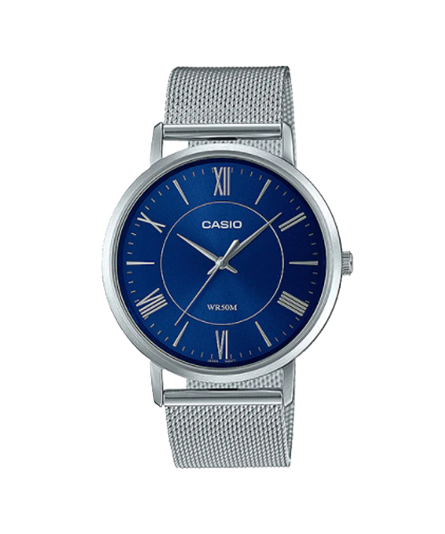 CASIO นาฬิกาคาสิโอ นาฬิกาข้อมือ นาฬิกากันน้ำ นาฬิกาของแท้ ประกันศูนย์ CMG 1 ปี รุ่น MTP-B110M-2A นาฬิกาสีเงิน