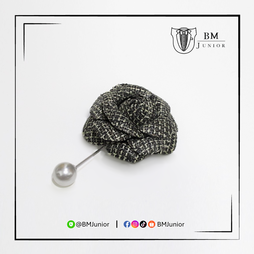 พินดอกไม้ สีเทาครีม (ขนาดพิเศษ) | Pin Special Size