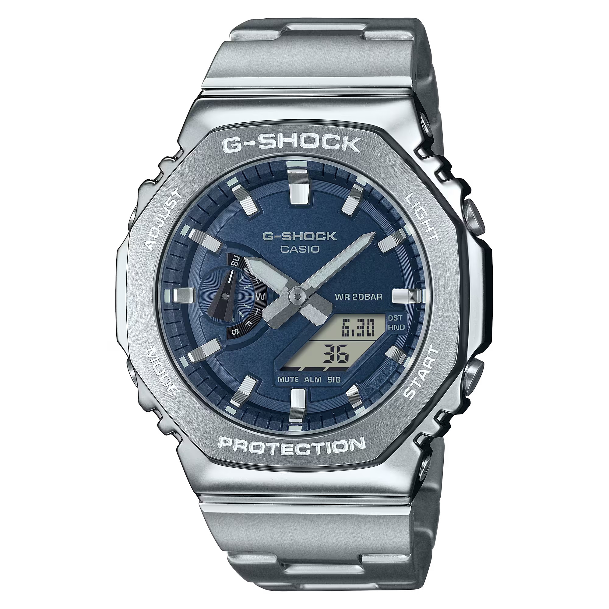 CASIO G-SHOCK นาฬิกาข้อมือ นาฬิกากันน้ำ นาฬิกาของแท้ ประกันศูนย์ CMG 1 ปี รุ่น GM-2110D-2B นาฬิกาสีเงิน