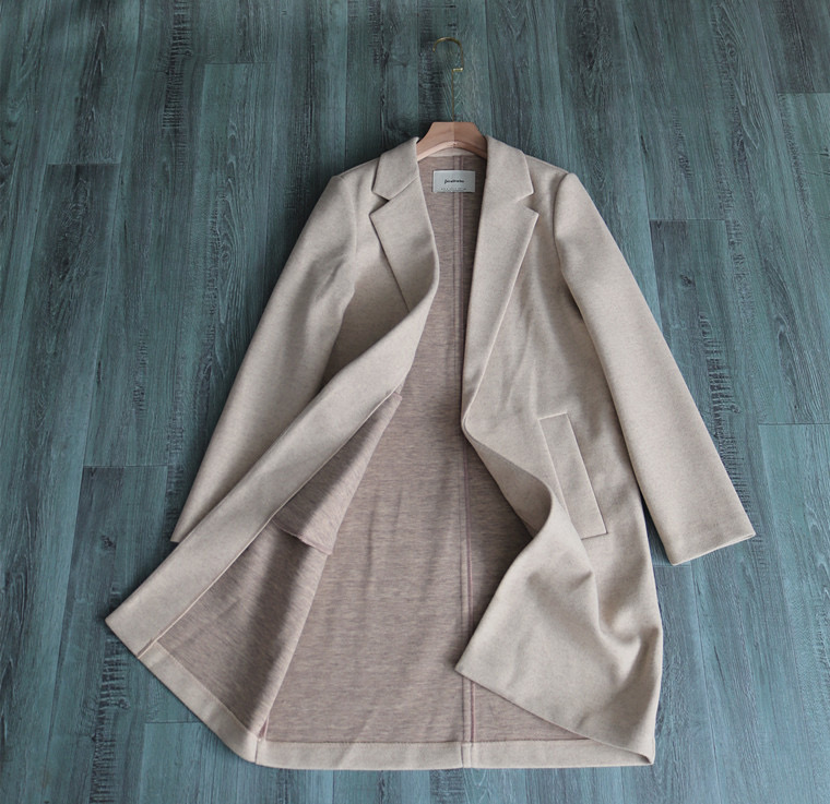 เสื้อโค้ท เสื้อโค้ทกันหนาว โค้ทวูล tailored knot coat สีเบจ แบรนด์ STRADIVARIUS สำเนา