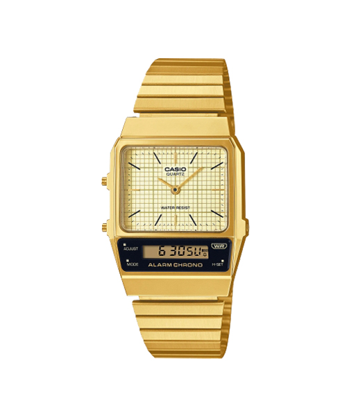 CASIO EDIFICE นาฬิกาข้อมือ นาฬิกากันน้ำ นาฬิกาของแท้ ประกันศูนย์ CMG 1 ปี รุ่น AQ-800EG-9A นาฬิกาสีทอง