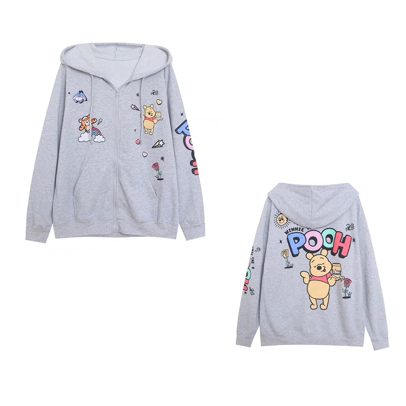 เสื้อฮู้ด วอร์ม สเวตเตอร์ Disney เสื้อหมีพูห์ Winnie the pooh Vintage แขนยาว สีขาว ลายการ์ตูนมิคกี้ งาน DISNEYงานสวย สำเนา สำเนา ดำ