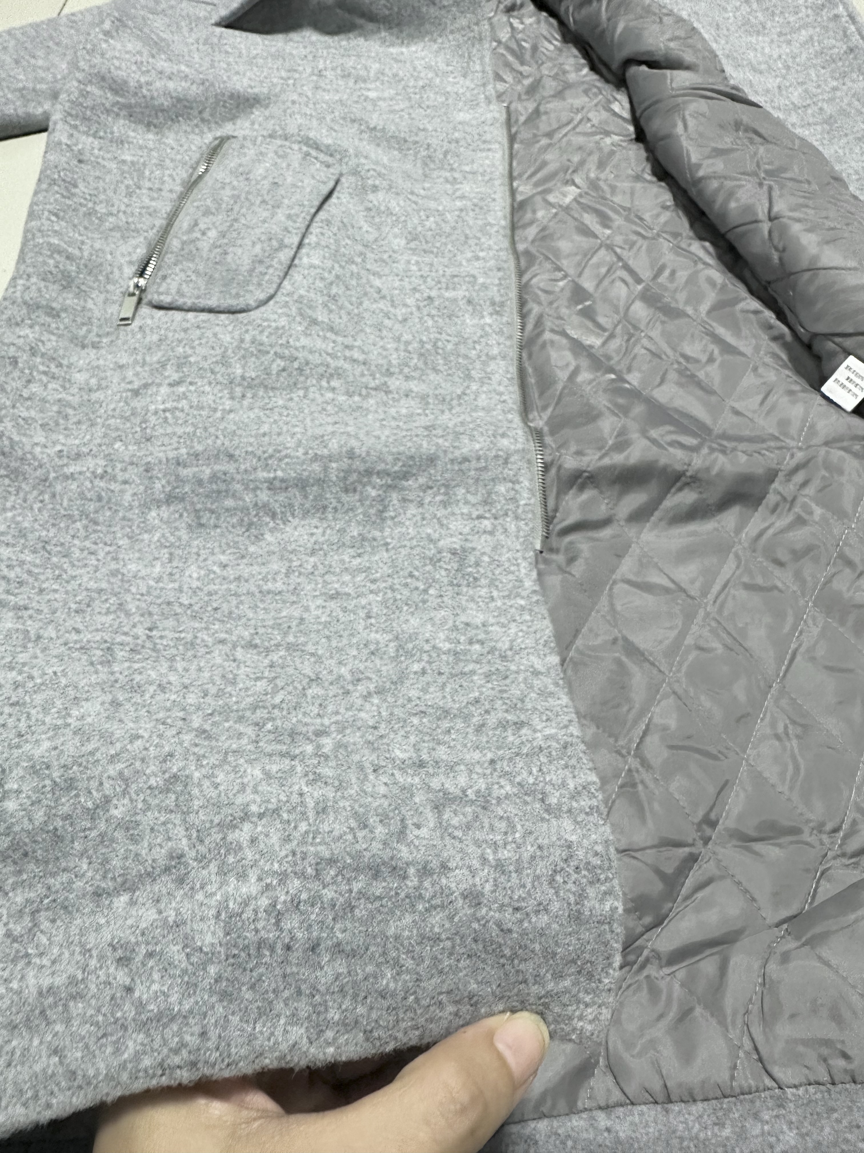 เสื้อโค้ทวูล เสื้อโค้ท โค้ทสักหลาดวูลสีเทา แบรนด์ code memo