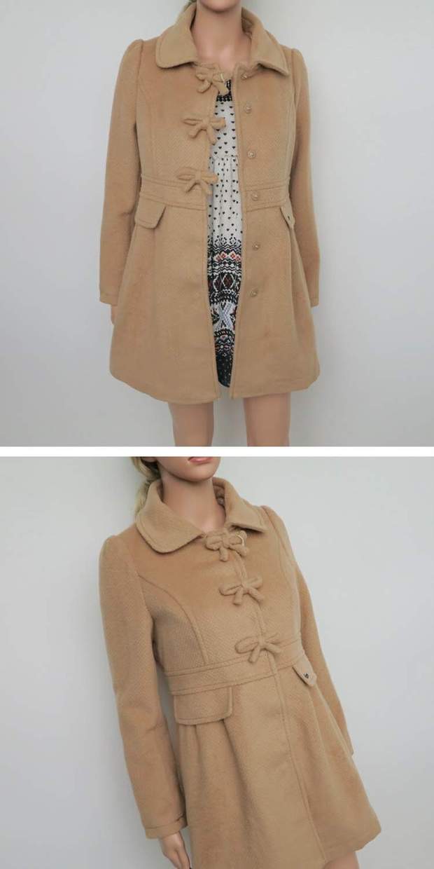 เสื้อโค้ท เสื้อกันหนาวสักหลาดวูล แบรนด์ ETAM งานพรีเมี่ยมเกรดคะ•ขนเฟอร์ ถอดใส่ได้คะ•ขนเฟอร์ถอดใส่ได้ น้ำตาลกากี
