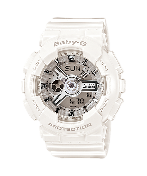 CASIO BABY-G นาฬิกาข้อมือ นาฬิกากันน้ำ นาฬิกาของแท้ ประกันศูนย์ CMG 1 ปี รุ่น BA-110-7A3 นาฬิกาสีขาว