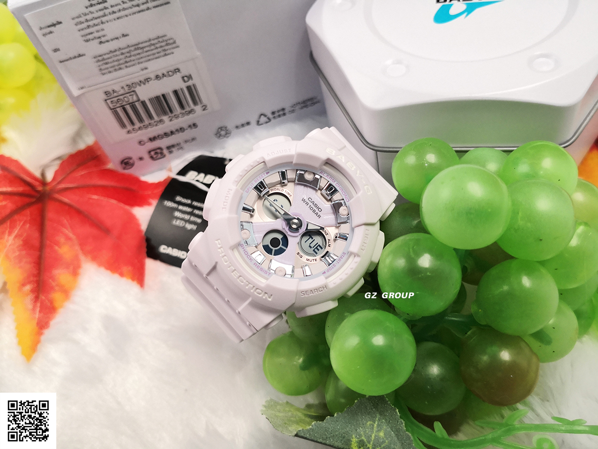 CASIO BABY-G นาฬิกาข้อมือ นาฬิกากันน้ำ นาฬิกาของแท้ ประกันศูนย์ CMG 1 ปี รุ่น BA-130WP-6A นาฬิกาสีม่วง