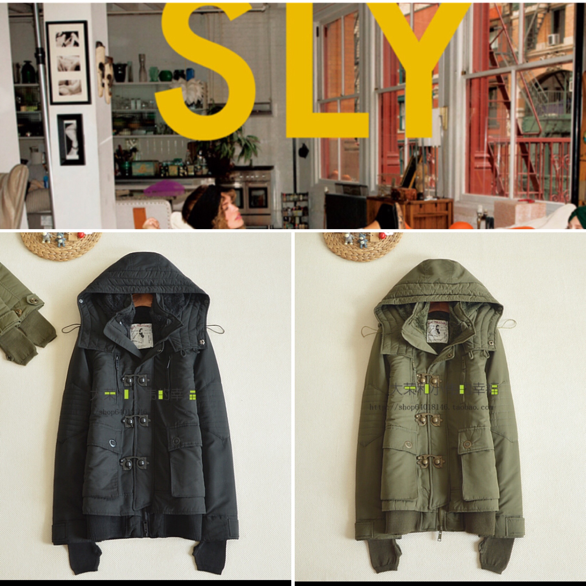 เสื้อกันหนาว โค้ท เสื้อหนาวแต่ง หมวกฮูท สีดำ ซับขนอุ่นด้านใน(ขนอุ่นด้านใน ถอดใส่ได้ทั้งตัวเลยคะ) แบรนด์เนม SLY แท้100% แบรนด์เนมพรีเมี่ยม สวย แนว มากๆคะ Size M/L ดำ