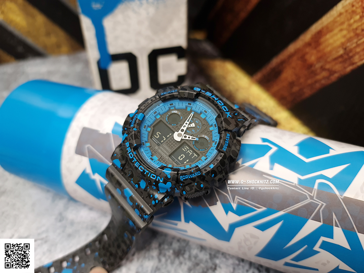 CASIO MID YEAR SALE G-SHOCK พร้อมส่ง นาฬิกาข้อมือ นาฬิกากันน้ำ นาฬิกาของแท้ ประกันศูนย์ CMG 1 ปี รุ่น GA-100ST-2A นาฬิกาสีน้้ำเงิน