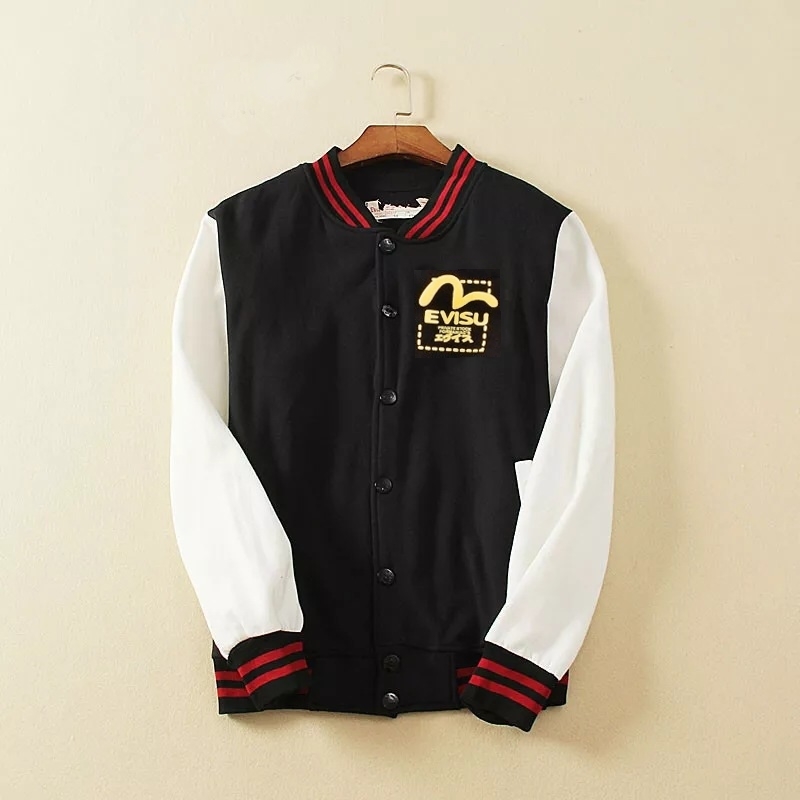 ขายล้างสต็อค !!เสื้อเบสบอล EVISU แท้ จาก ญี่ปุ่น สีดำ แต่งแขนขาวครีม สกรีนลายด้านหลัง Size (ตัวเดียวสุดท้ายคะ)