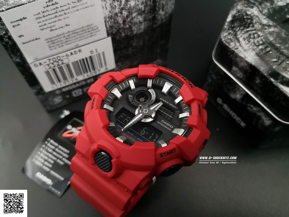 CASIO MID YEAR SALE G-SHOCK นาฬิกาข้อมือ นาฬิกากันน้ำ นาฬิกาของแท้ ประกันศูนย์ CMG 1 ปี รุ่น GA-700-4A นาฬิกาสีแดง
