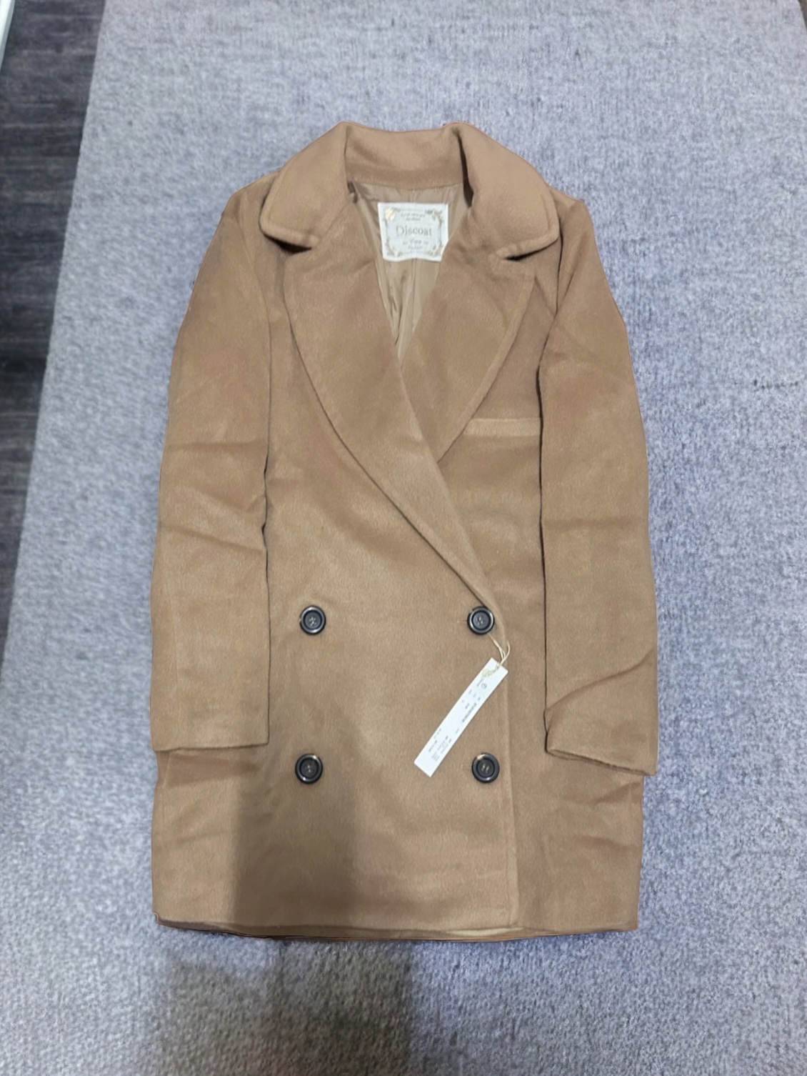 เสื้อโค้ท peacoat เสื้อโค้ทเฟอร์ โค้ทสักหลาดสีน้ำตาลกากี แบรนด์ DISCOAT(Japan)
