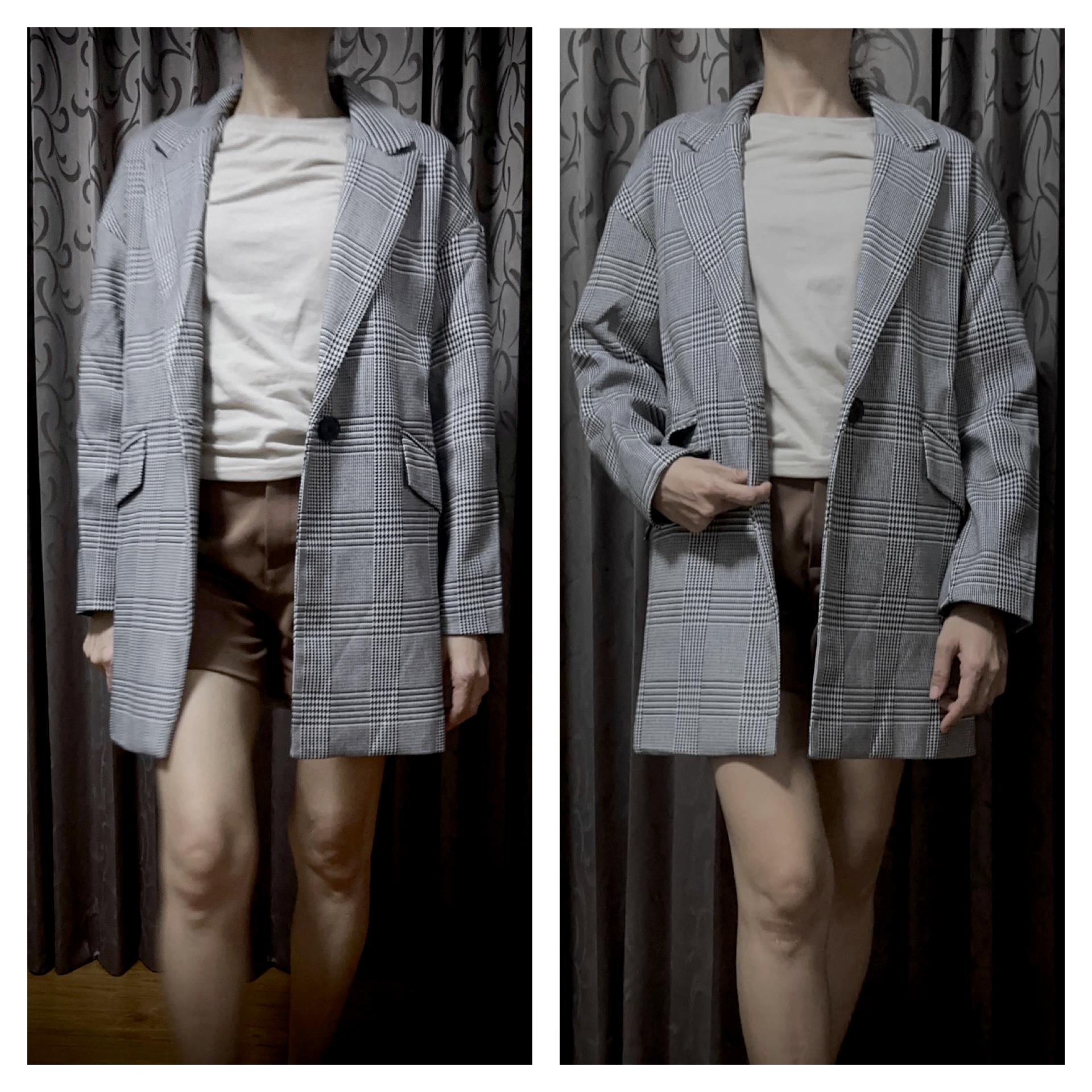 เสื้อโค้ท เสื้อคลุม ทรงสูท ลายตารางเทาดำ เสื้อคลุม เบลเซอร์ Blazer checked ❄️แบรนด์✨H&M✨ แท้💯% แบรนด์