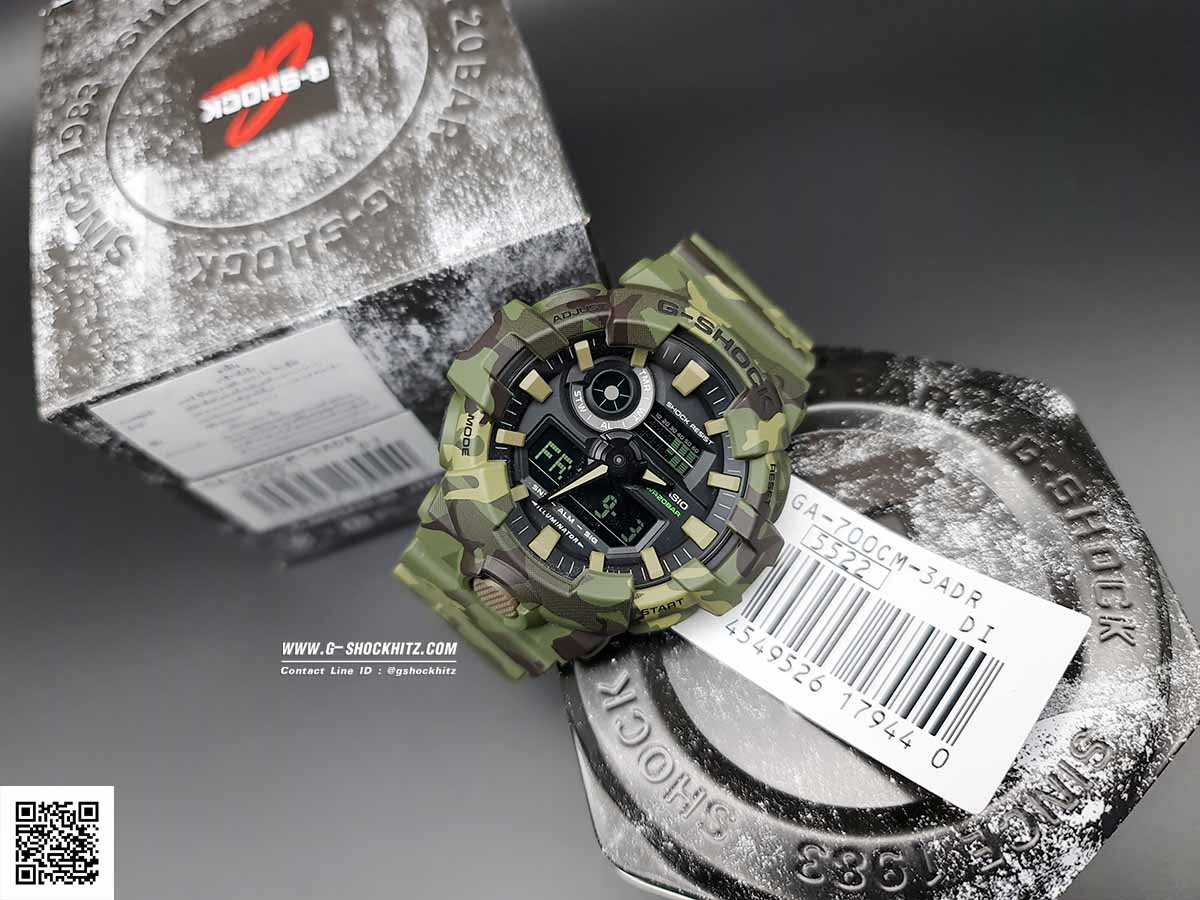 CASIO G-SHOCK นาฬิกาข้อมือ นาฬิกากันน้ำ นาฬิกาของแท้ ประกันศูนย์ CMG 1 ปี รุ่น GA-700CM-3A นาฬิกาสีเขียว
