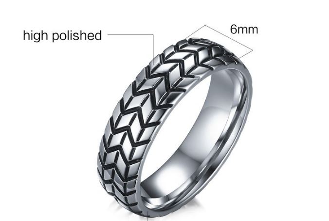 แหวนผู้ชาย แหวนเงิน Stainless Steel แหวนสแตนเลสแท้ ดีไซน์ เป็น ยางรถยนต์ แบบเท่ ๆ แหวนผู้ชาย วัยรุ่น แนว ๆ 469593