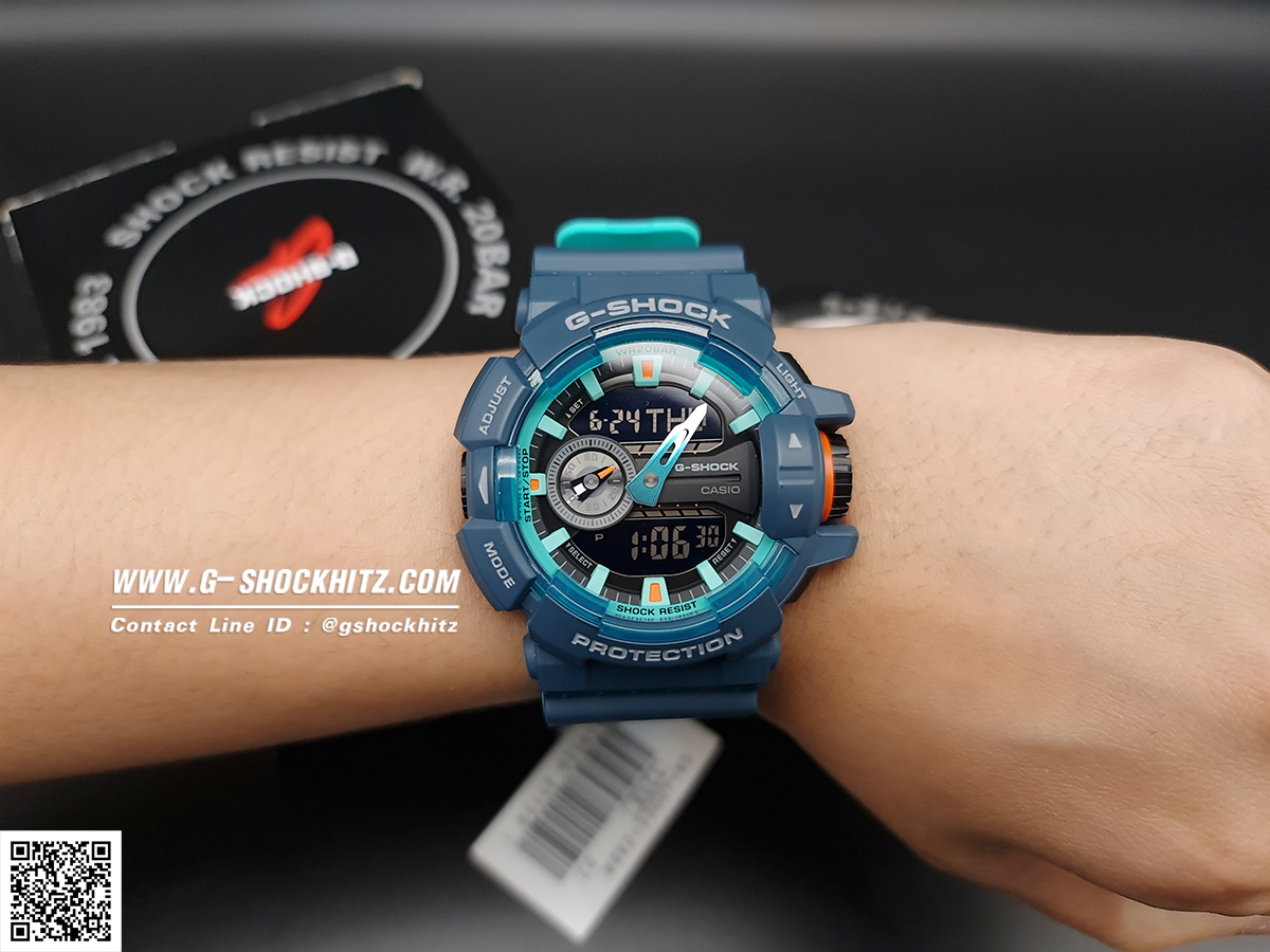 CASIO G-SHOCK นาฬิกาข้อมือ นาฬิกากันน้ำ นาฬิกาของแท้ ประกันศูนย์ CMG 1 ปี รุ่น GA-400CC-2A นาฬิกาสีฟ้า