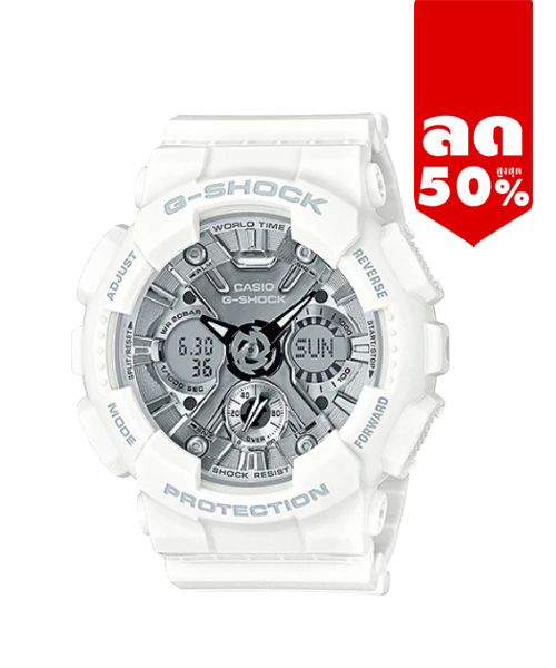 CASIO G-SHOCK นาฬิกาข้อมือ นาฬิกากันน้ำ นาฬิกาของแท้ ประกันศูนย์ CMG 1 ปี รุ่น GMA-S120MF-7A1 นาฬิกาสีขาว