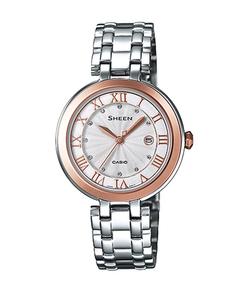 CASIO SHEEN นาฬิกาข้อมือ นาฬิกากันน้ำ นาฬิกาของแท้ ประกันศูนย์ CMG 1 ปี รุ่น SHE-4033SG-7A นาฬิกาสีเงิน