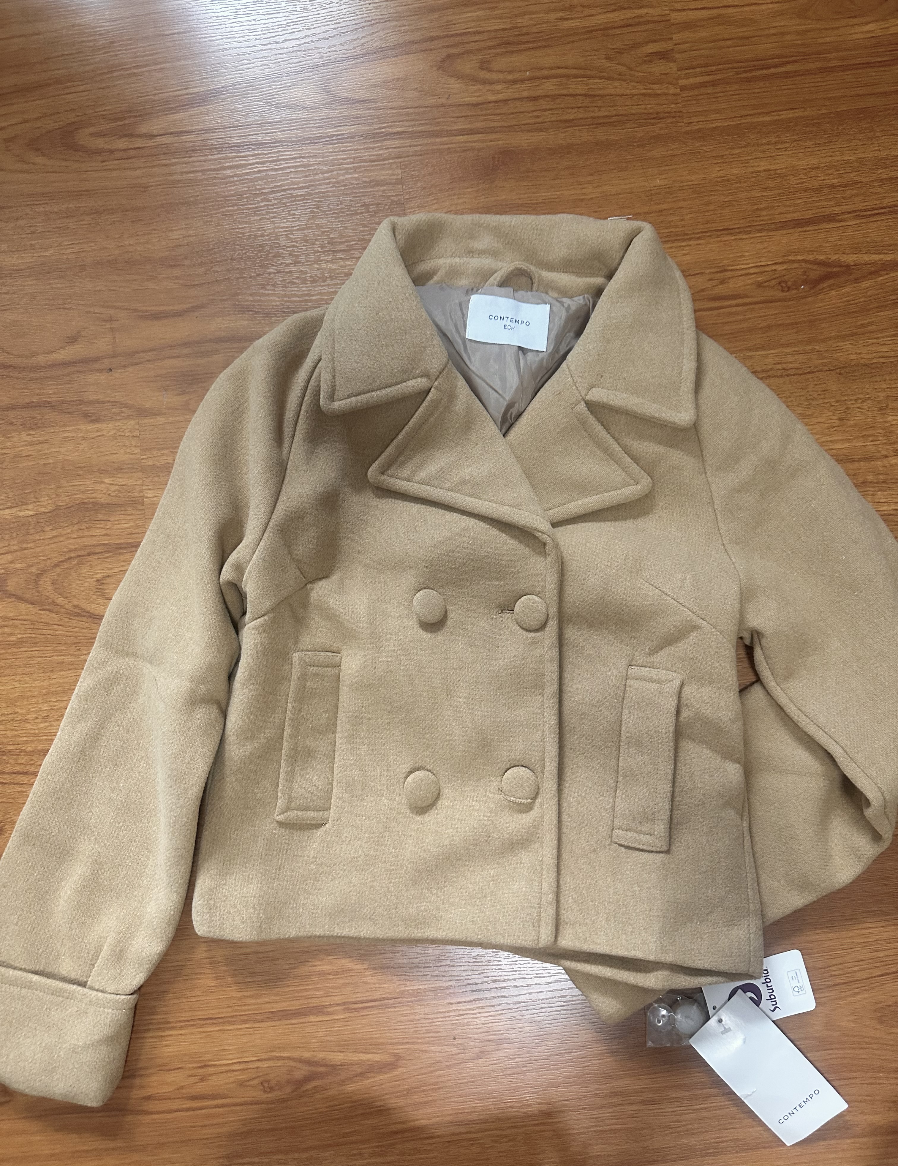 Love tree เสื้อโค้ทกันหนาว เสื้อกันหนาว peacoat contempoโค้ทวูล สีcamel belt coat สีครีมเบจ แบรนด์ ANNA FIELD สำเนา Camel