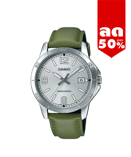 CASIO นาฬิกาคาสิโอ นาฬิกาข้อมือ นาฬิกากันน้ำ นาฬิกาของแท้ ประกันศูนย์ CMG 1 ปี รุ่น MTP-V004L-3B นาฬิกาสีเขียว