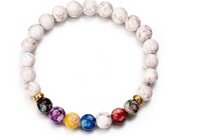 สร้อยข้อมือ ผู้หญิง สร้อยข้อมือลายหินอ่อน ลูกปัด สลับสี สวย ธรรมชาติ สร้อยข้อมือ แบบโยคะ สวย ๆ 293172