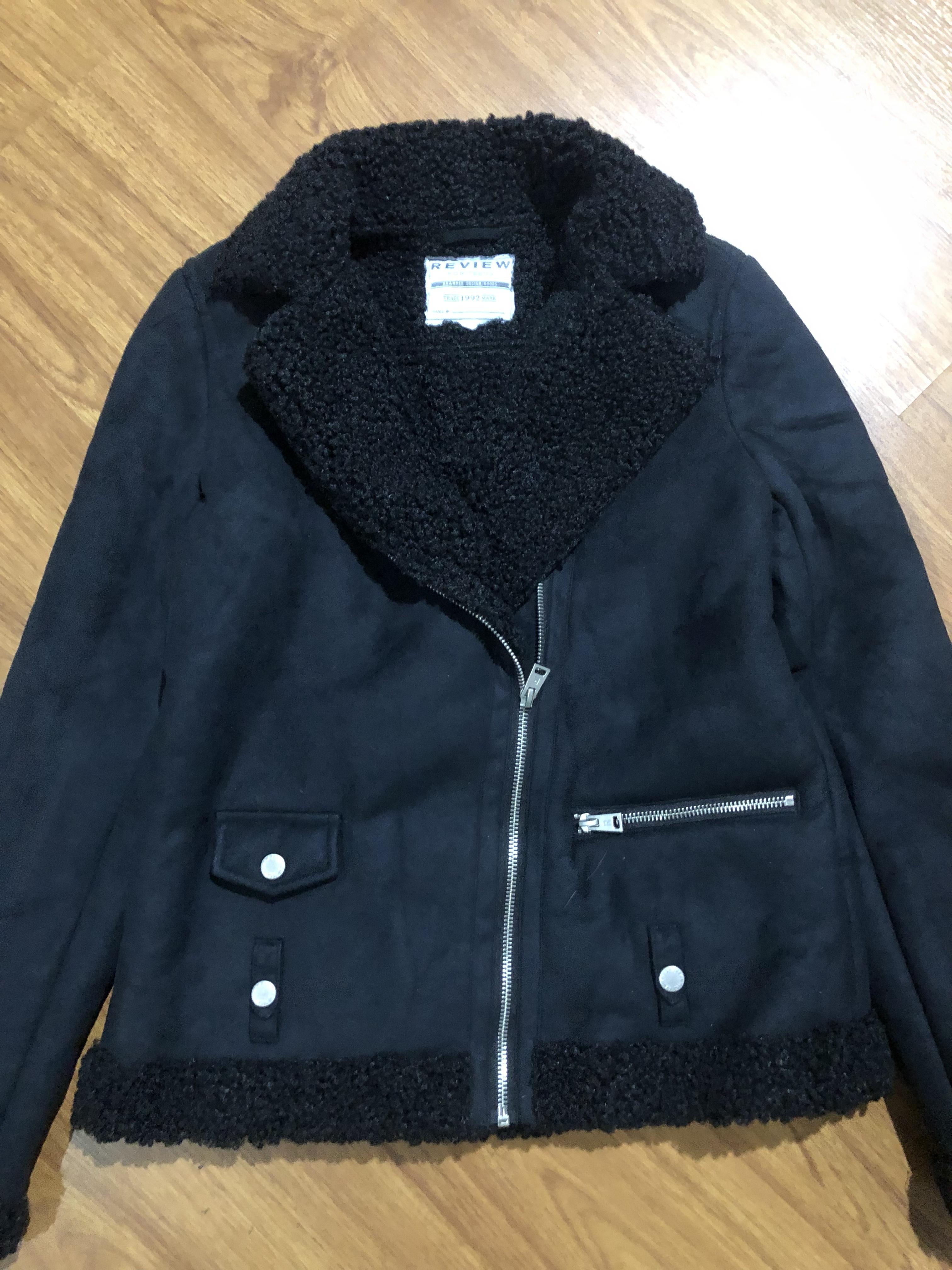 เสื้อโค้ท กันหนาว Pea coat หนังกลับ สีดำ REVIEW ดำ